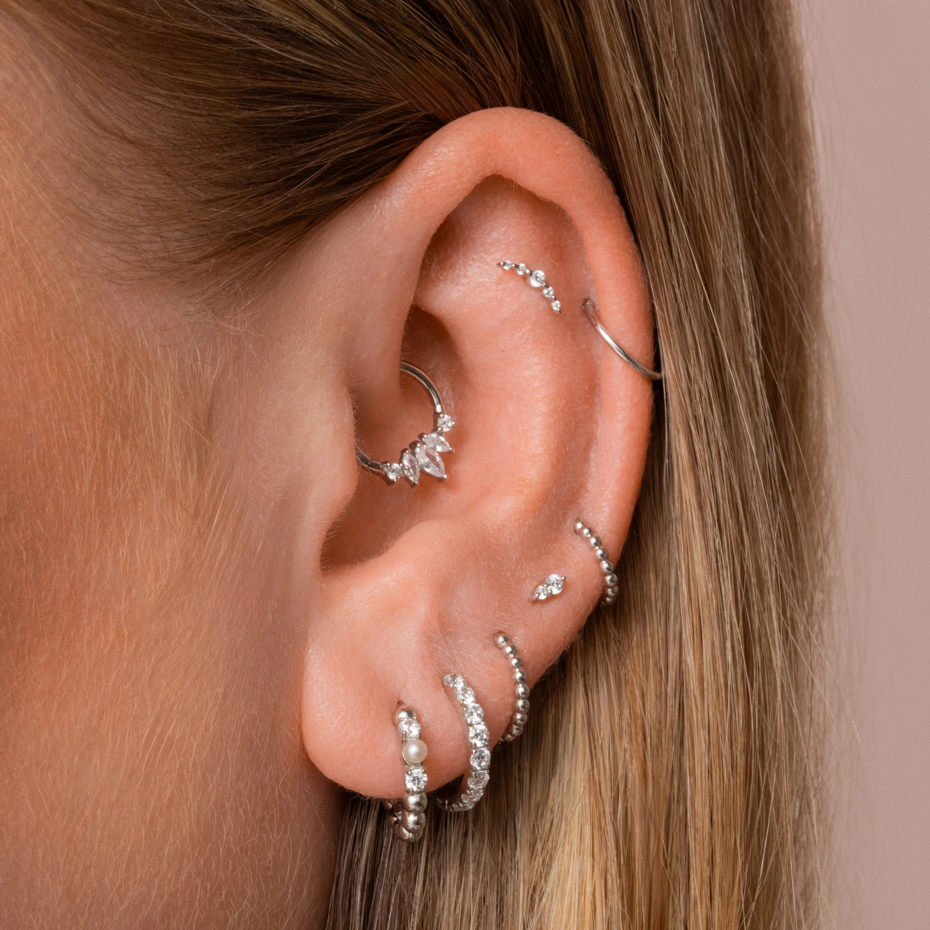 14k solid white gold 16g clicker hoop earring - Image 4