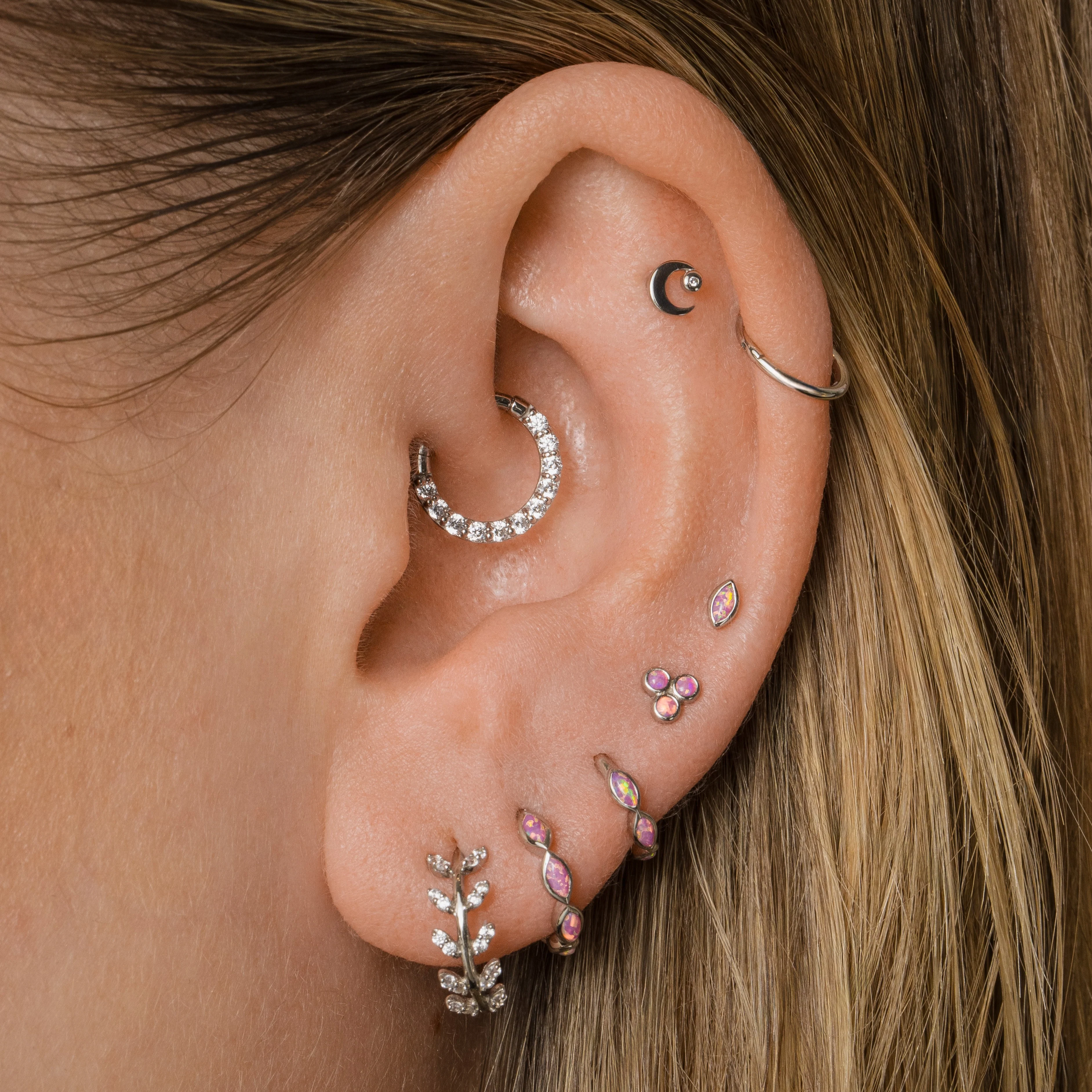 14k solid white gold 16g clicker hoop earring - Image 5