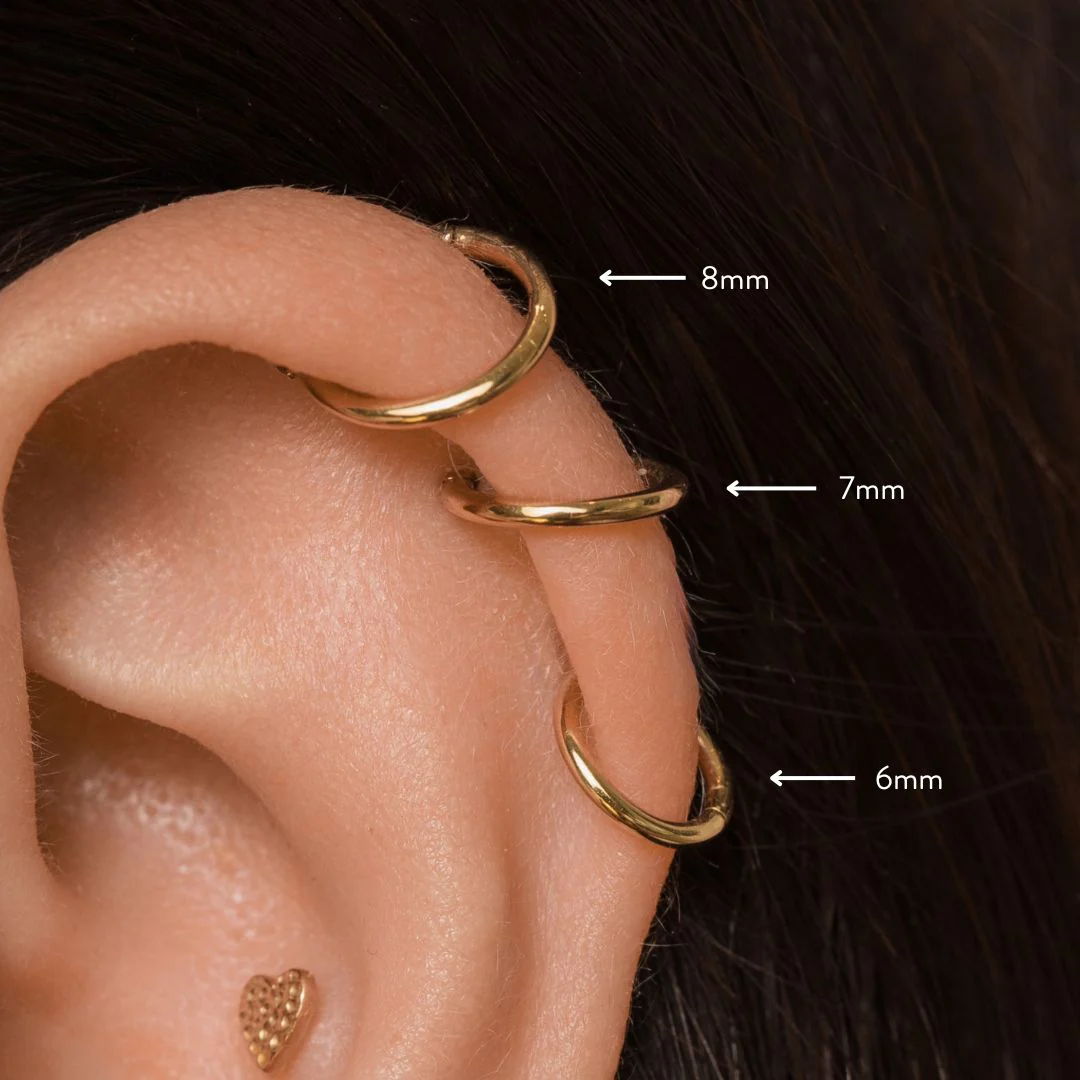 14k solid yellow gold 18g clicker hoop earring - Image 3
