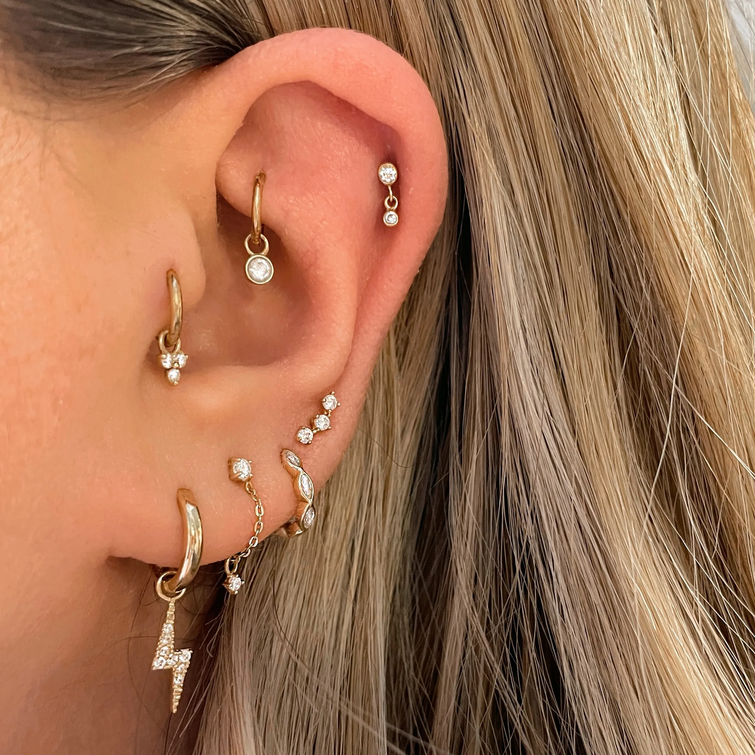 14k solid yellow gold 18g clicker hoop earring - Image 6