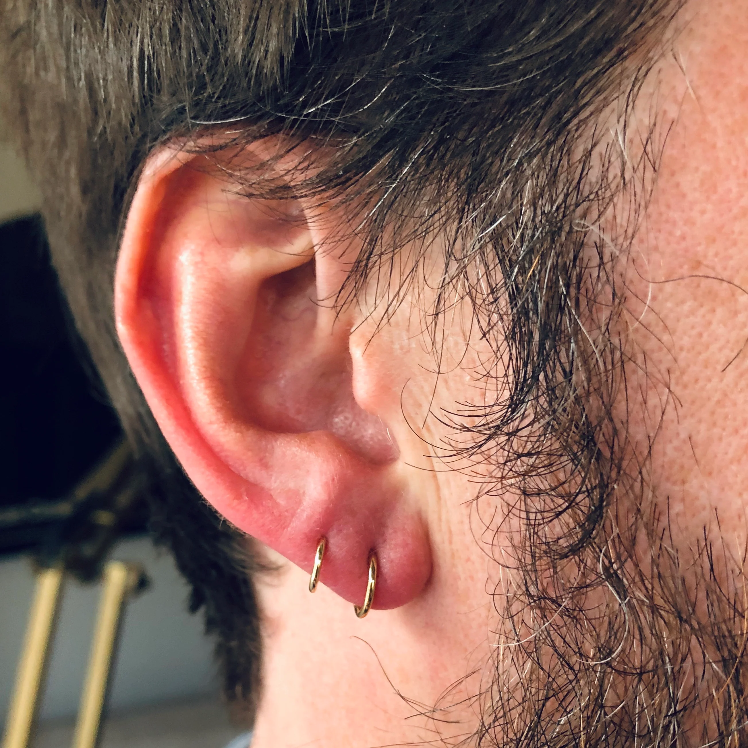 14k solid yellow gold 18g clicker hoop earring - Image 7