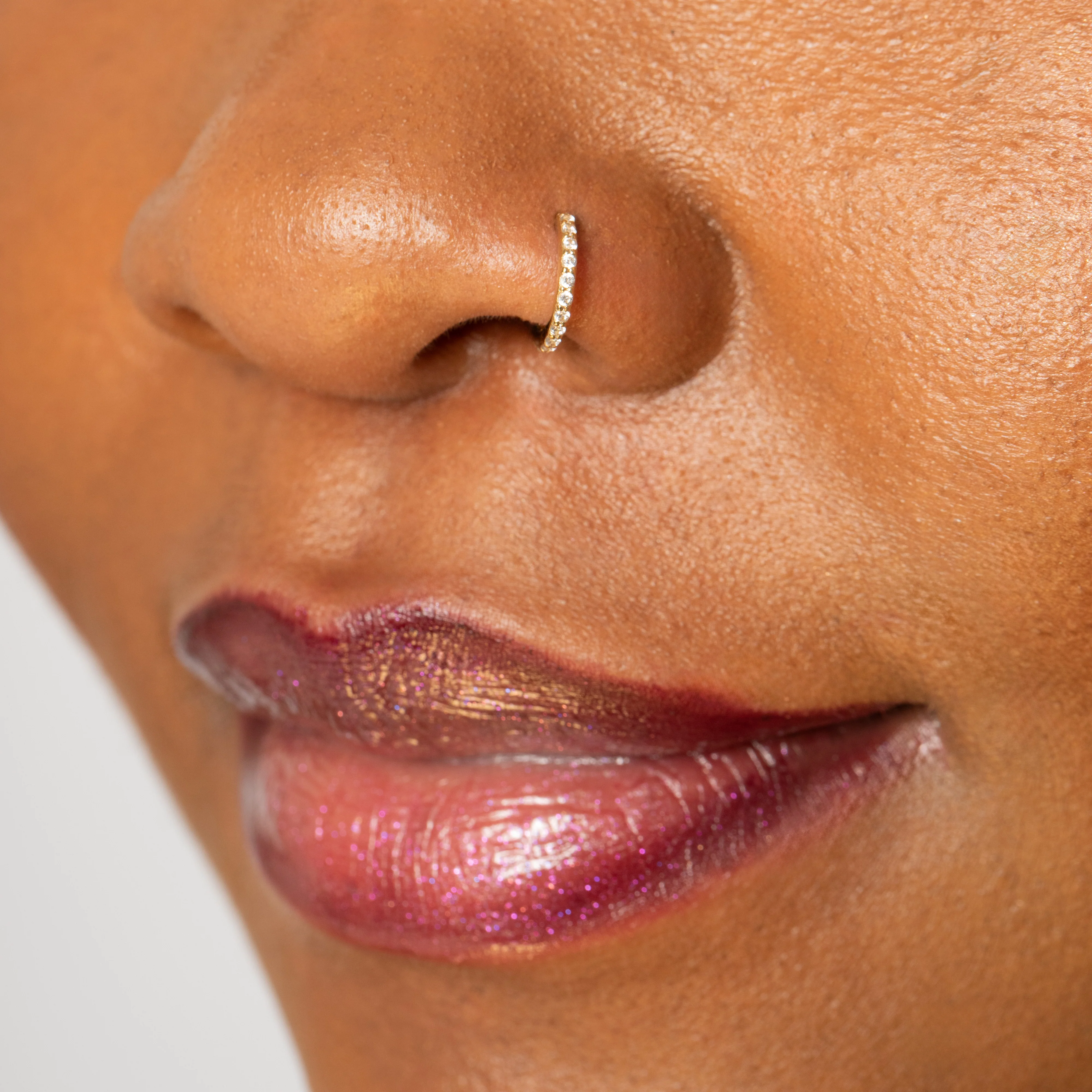 9k solid yellow gold 6mm 18g crystal clicker hoop earring - Image 6