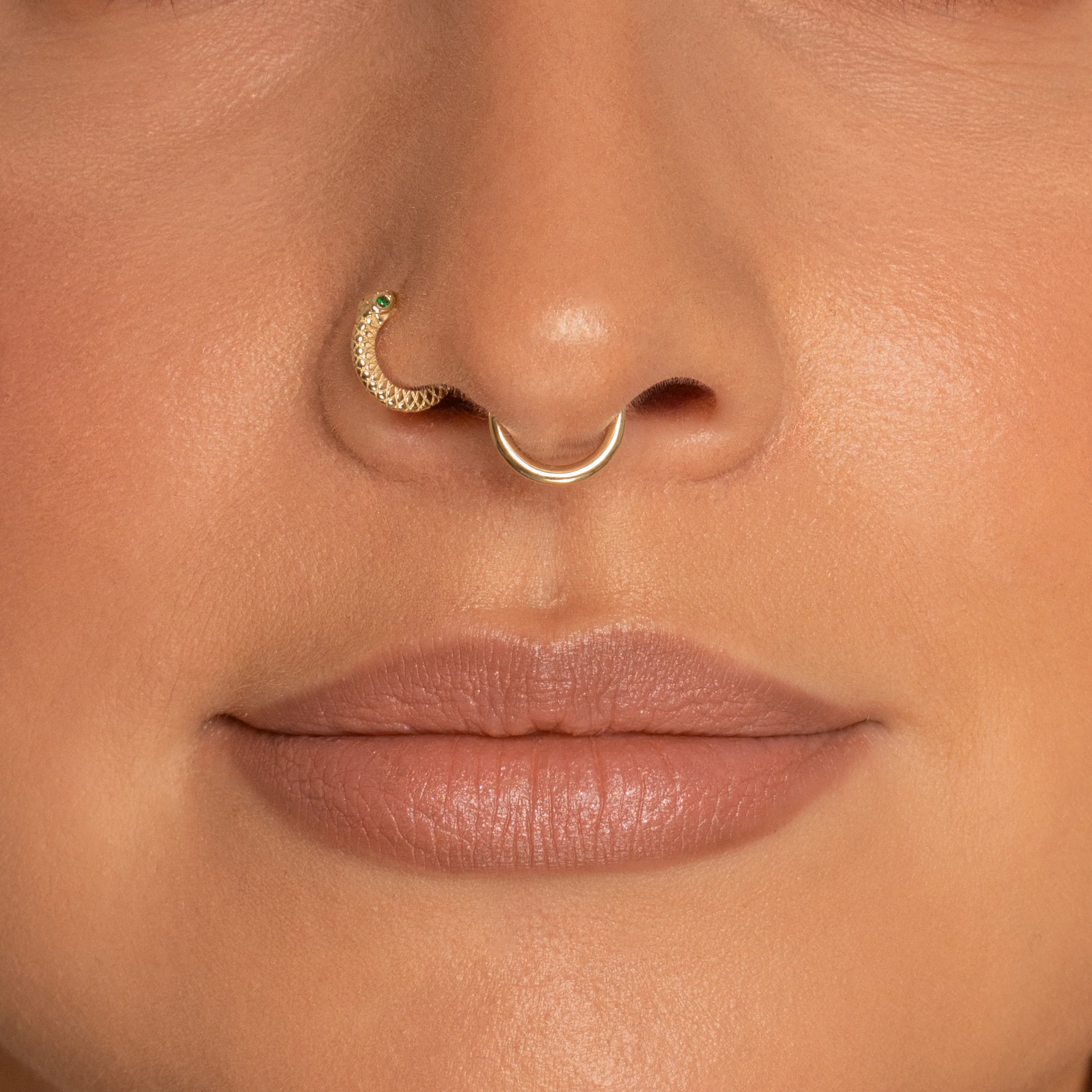 9k solid yellow gold Ouroboros Snake clicker hoop earring - Image 8