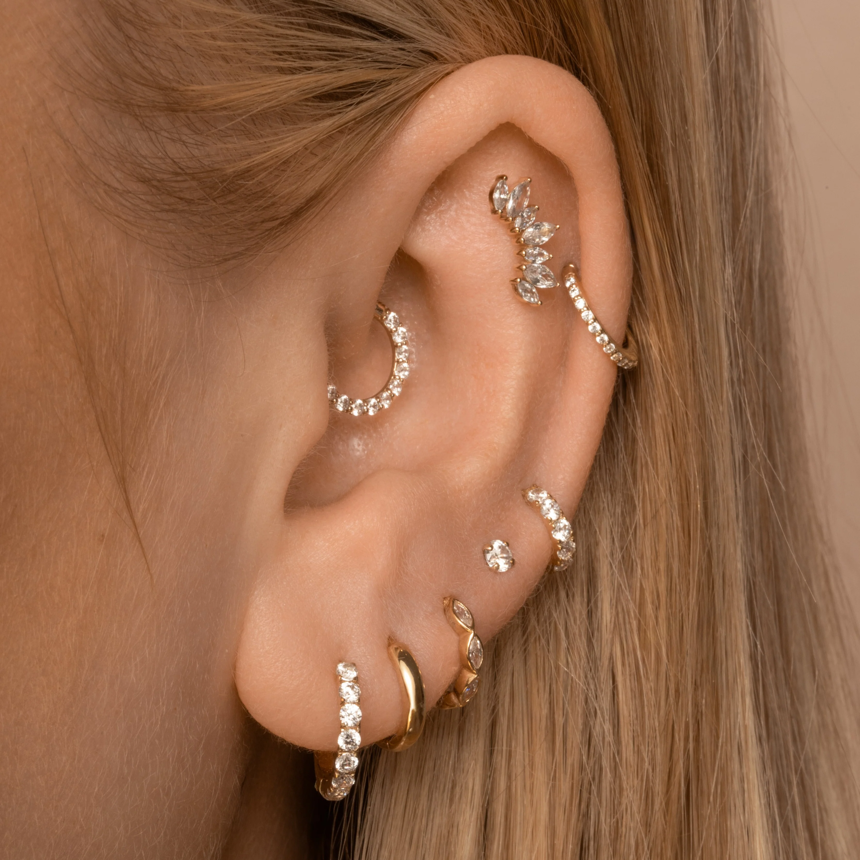 9k solid yellow gold 8.5mm simple huggie earring - Image 10