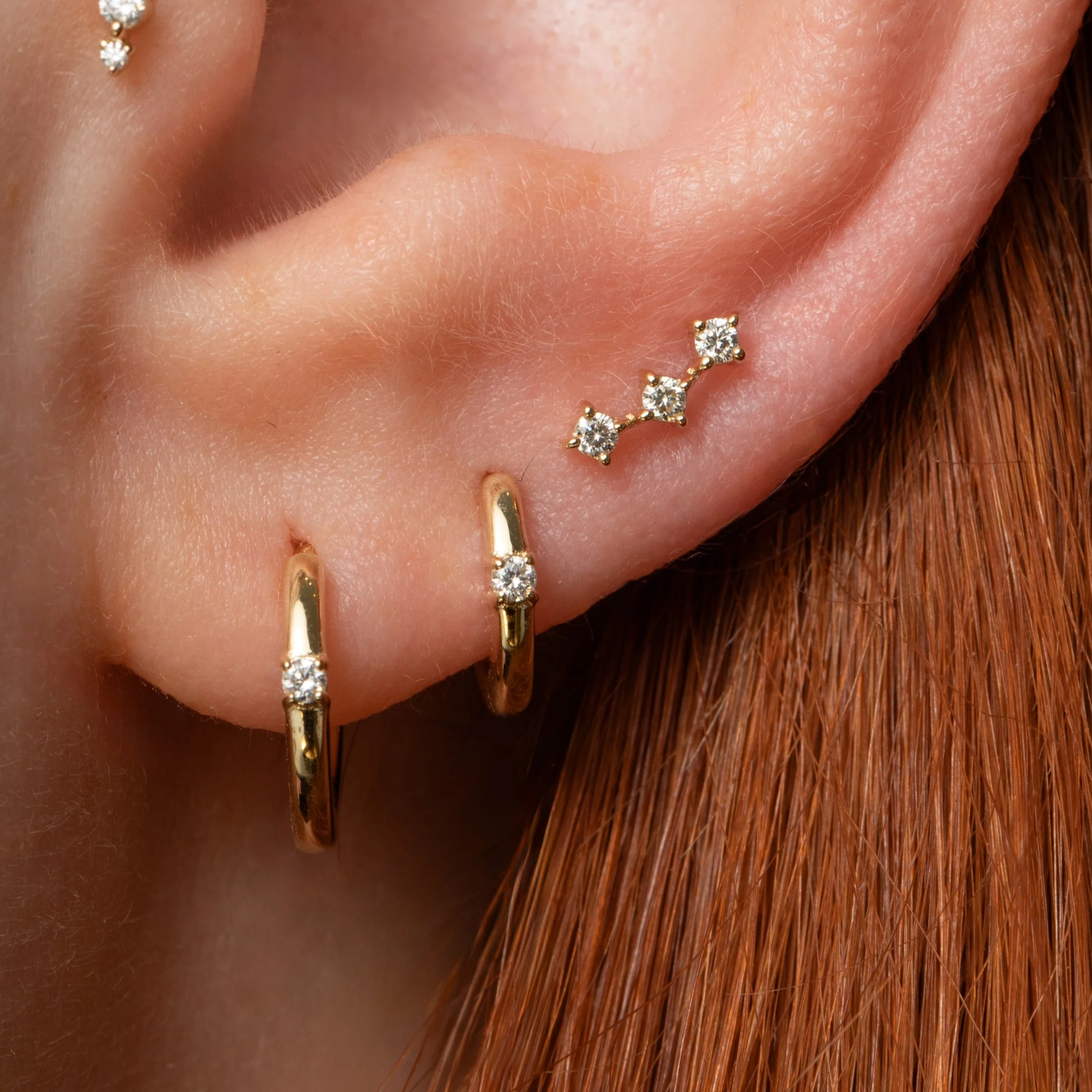 Diamonds by Laura Bond - 14k solid yellow gold diamond huggie hoop 8mm - Image 3