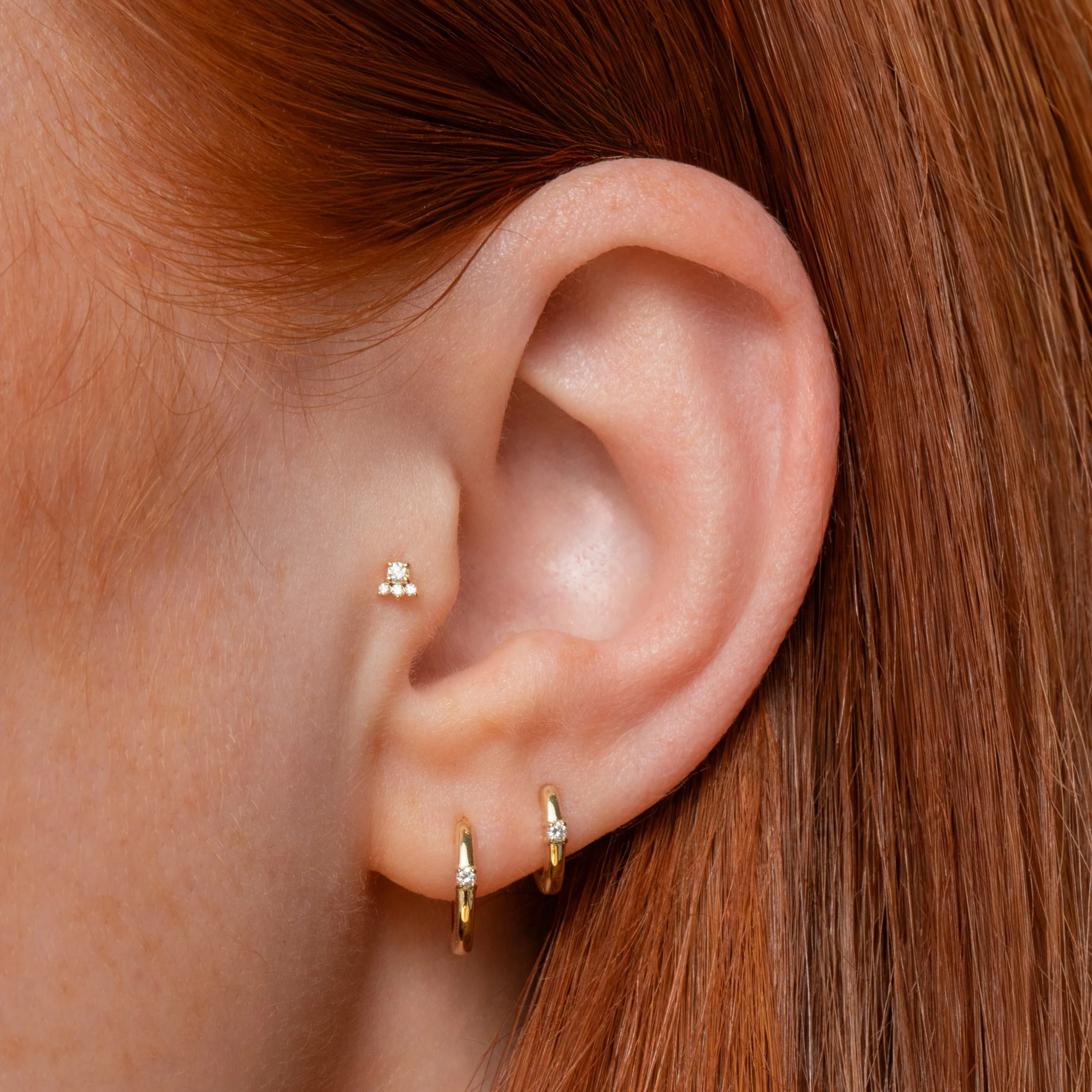 Diamonds by Laura Bond - 14k solid yellow gold diamond huggie hoop 8mm - Image 4