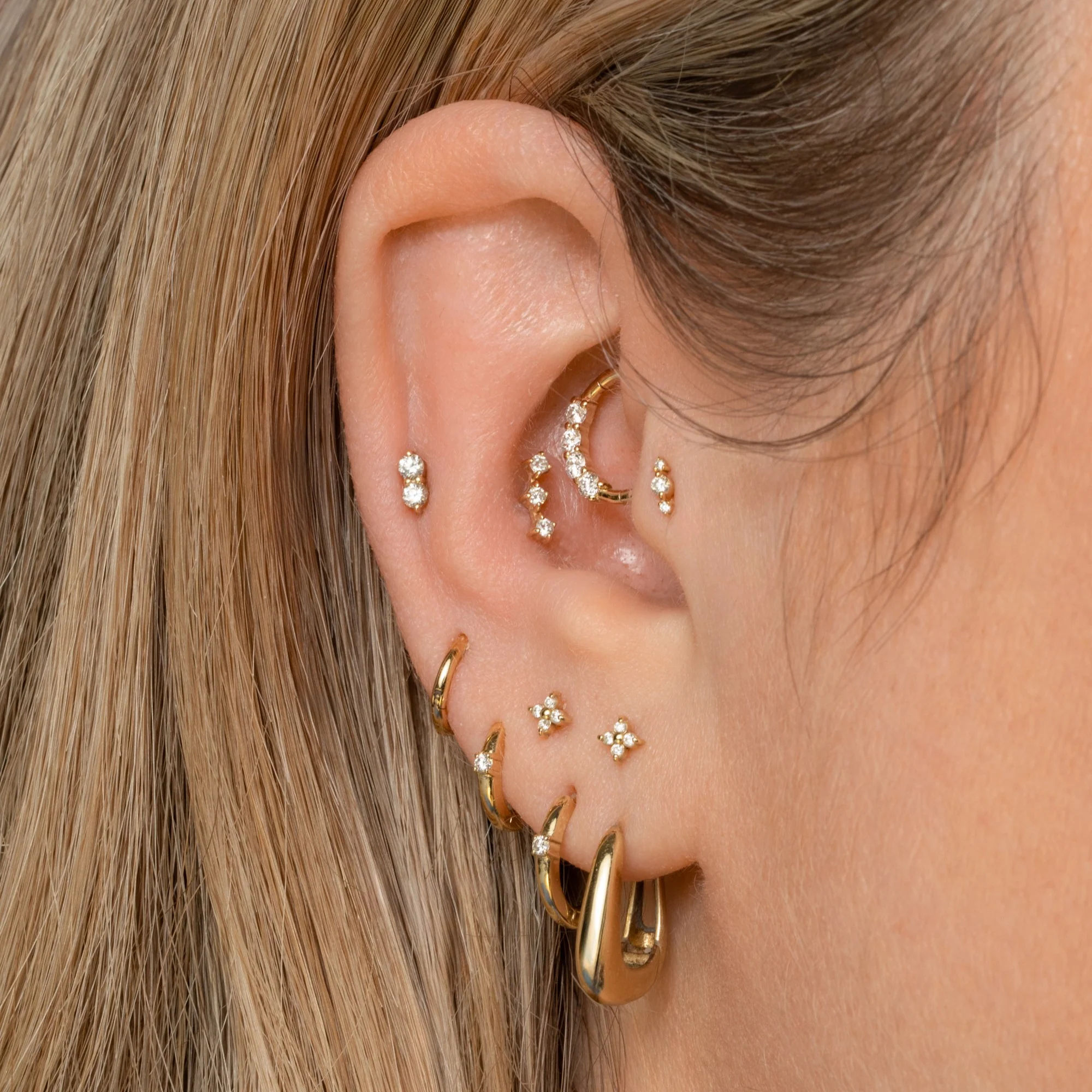 Diamonds by Laura Bond - 14k solid yellow gold diamond huggie hoop 8mm - Image 7