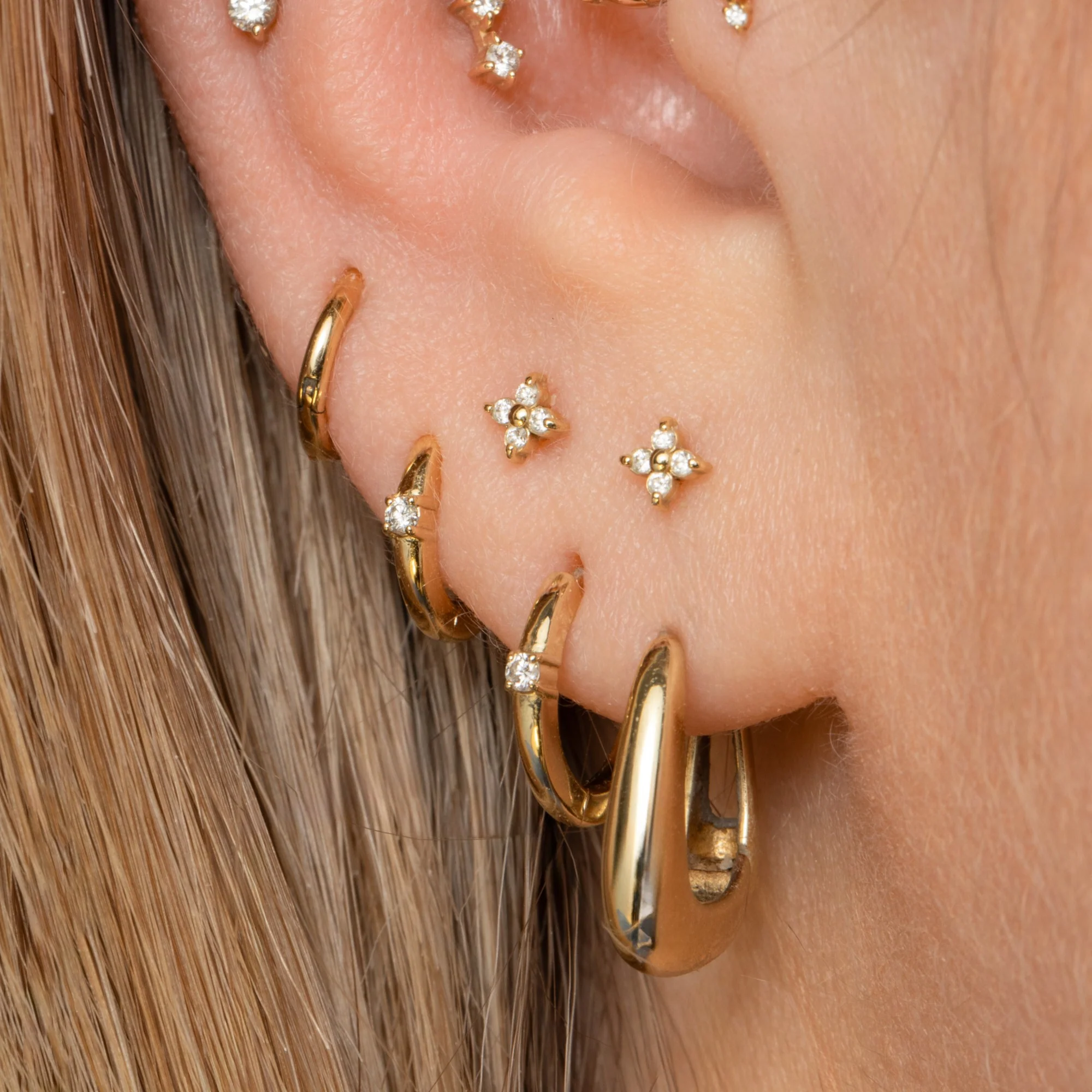 Diamonds by Laura Bond - 14k solid yellow gold diamond huggie hoop 8mm - Image 8