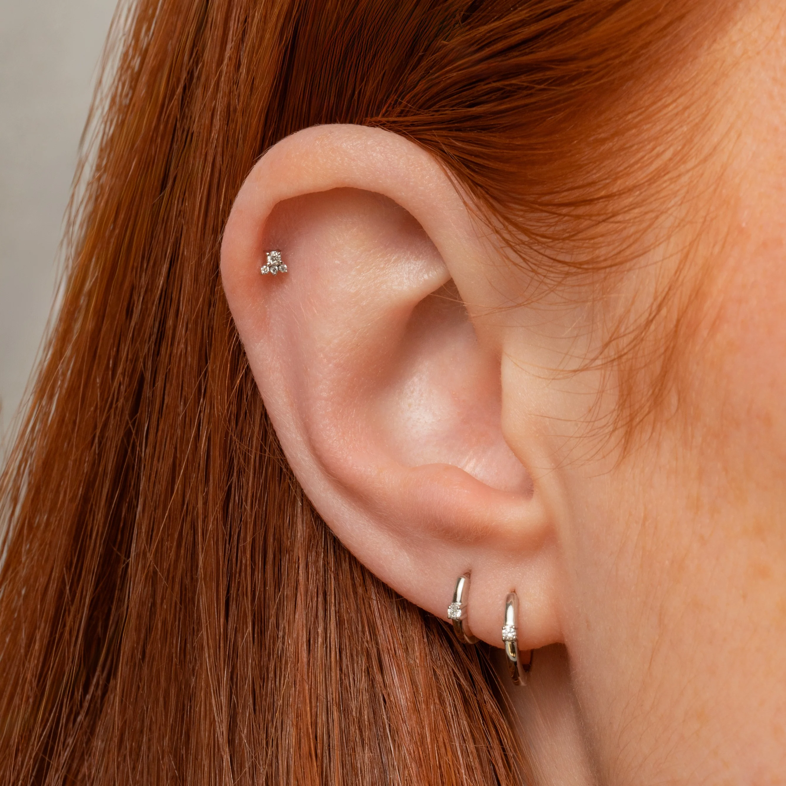 Diamonds by Laura Bond - 14k solid white gold diamond huggie hoop 6mm - Image 3