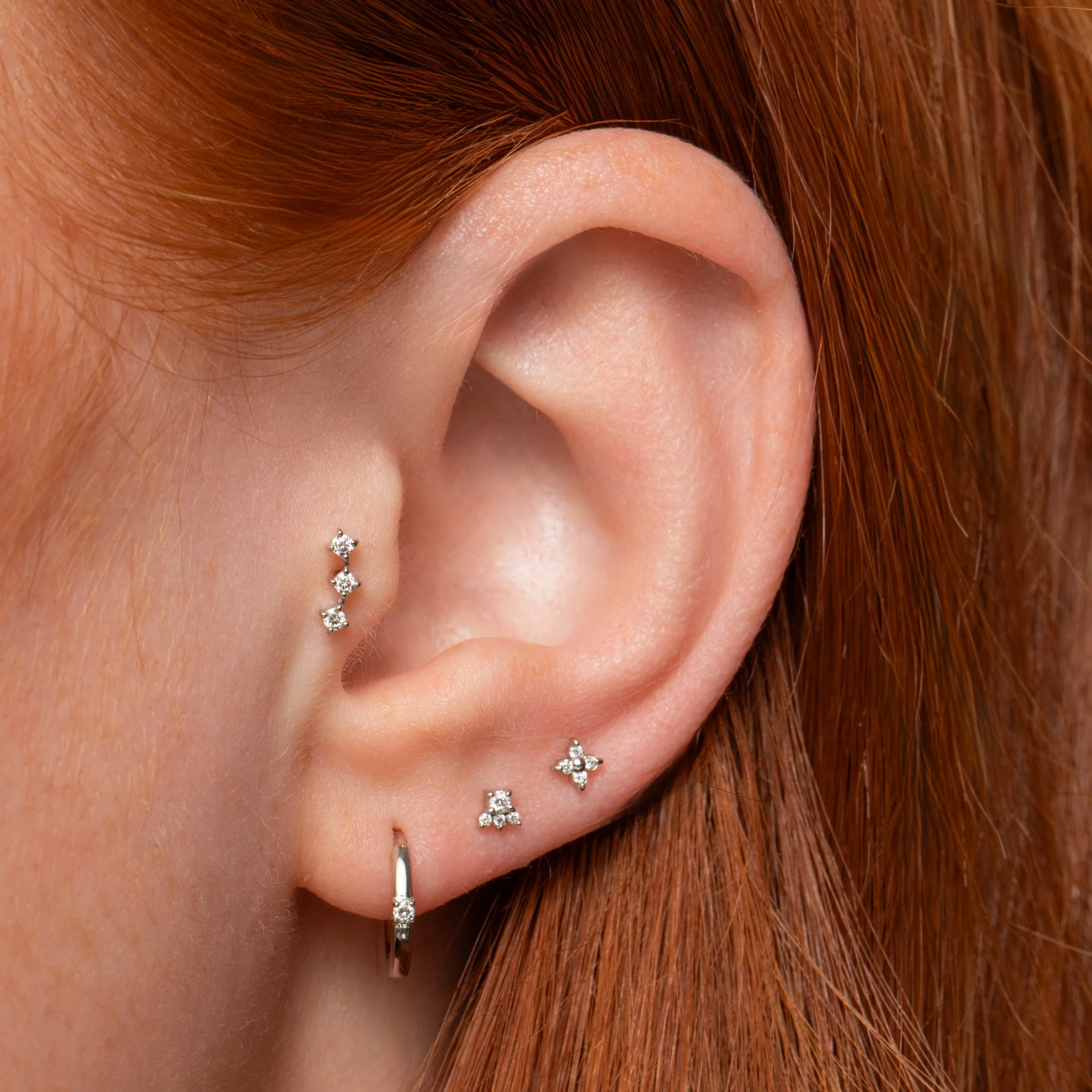 Diamonds by Laura Bond - 14k solid white gold diamond huggie hoop 8mm - Image 3