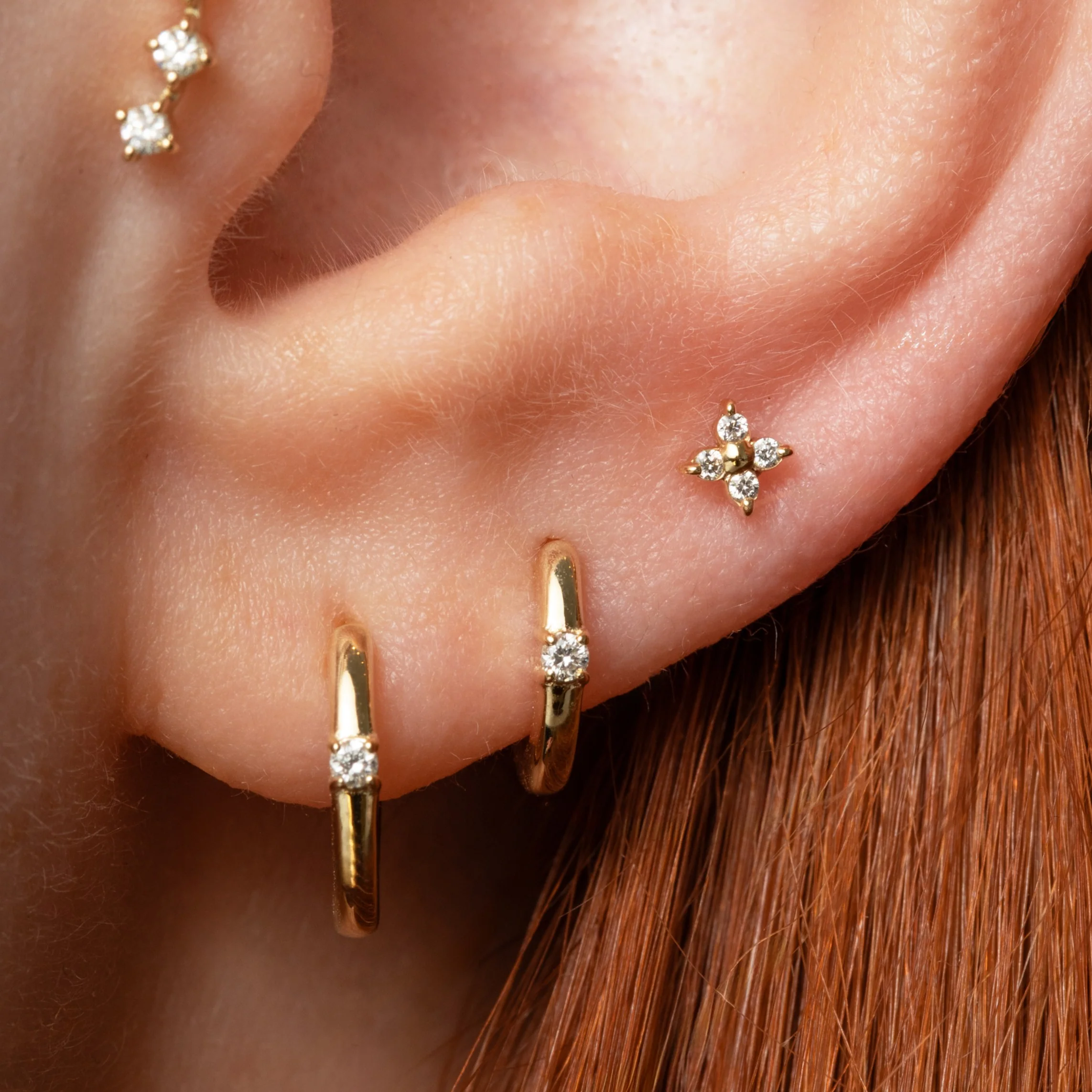 Diamonds by Laura Bond - 14k solid yellow gold diamond huggie hoop 6mm - Image 3