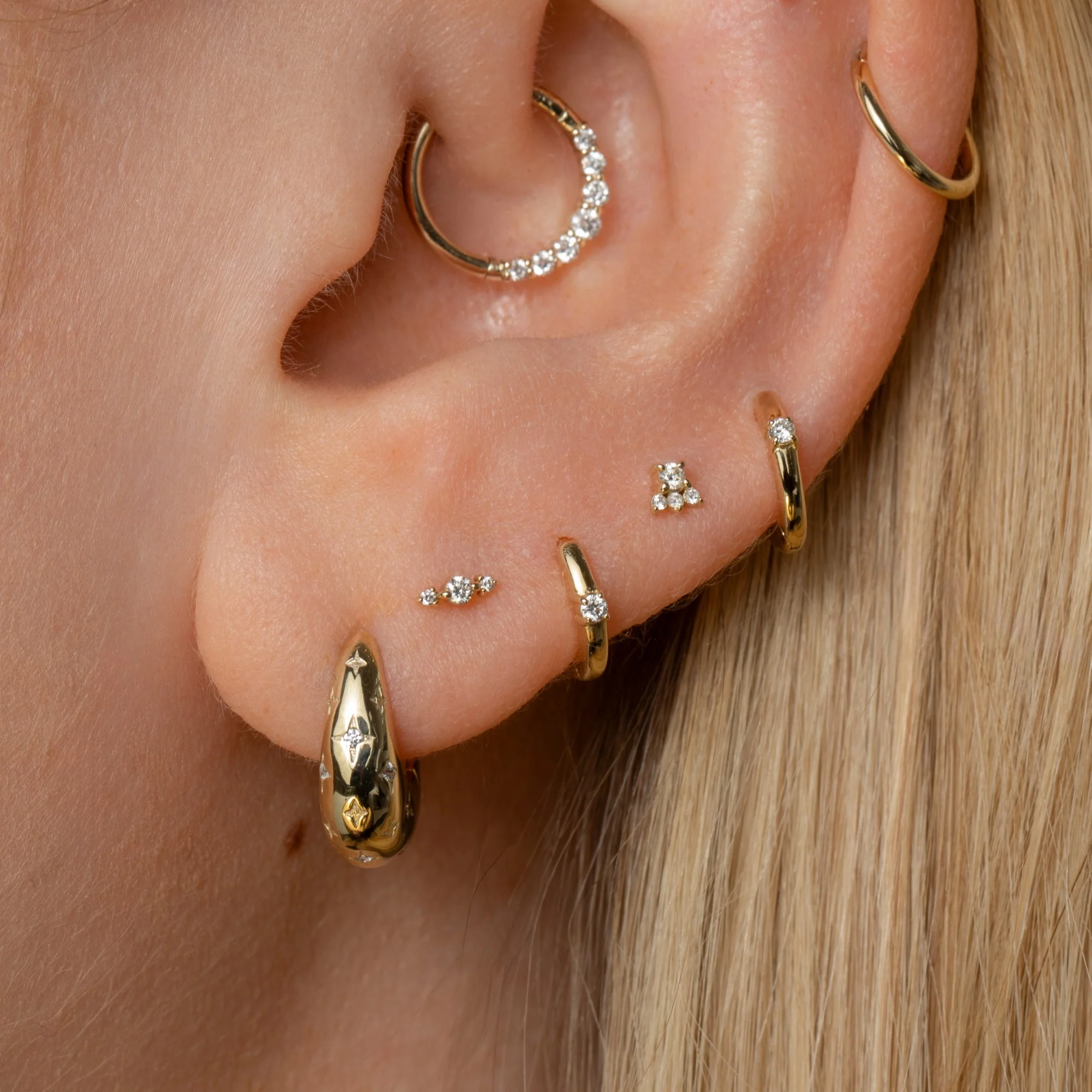 Diamonds by Laura Bond - 14k solid yellow gold diamond huggie hoop 6mm - Image 7